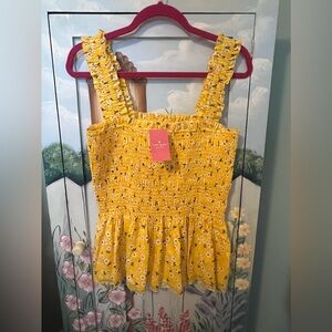 Kate Spade smocked top size L NWT